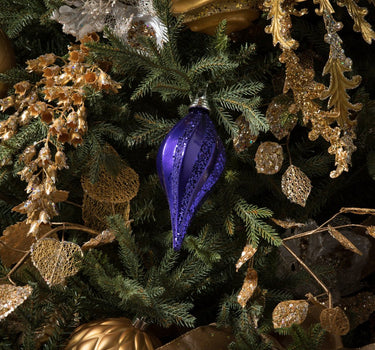 Vickerman Plum Candy Glitter Swirl Drop Ornament 8'' - Holiday Ornaments Merchandise