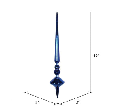Vickerman Shiny Cupola Finial Ornament Blue 12" (Bag of 3) - Holiday Ornaments Merchandise