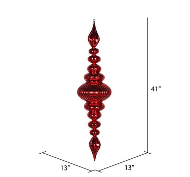 Vickerman Red Shiny Finial Ornament 41" - Merchandise