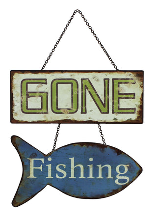 Tin "Gone Fishing" Sign 10x13"