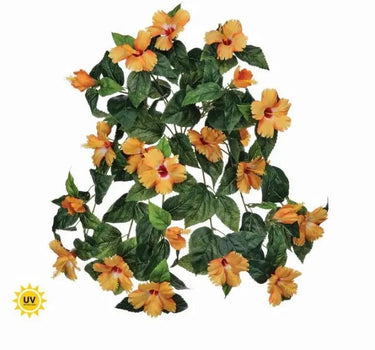 UV Hibiscus Hanging Bush Orange 27"