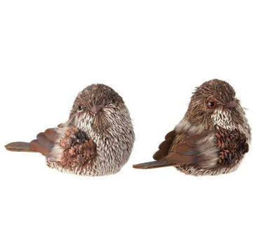 Fur/Sisal/Pinecone Bird Figurine (2 Asst) 5.5"