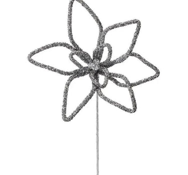 Micro Beaded Poinsettia Stem 18"