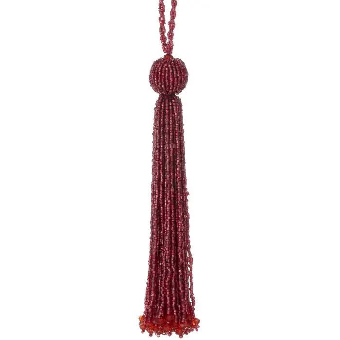 Burgundy Beaded Tassel Ornament 8"