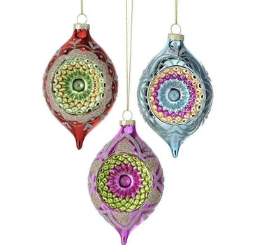 Regency Glass Reflector Finial Ornament (3 Asst) 5" - Holiday Ornaments Merchandise