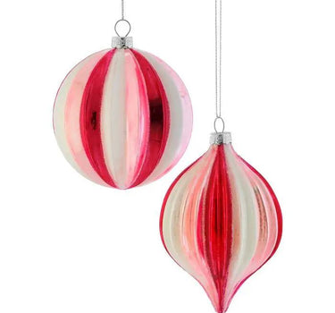 Regency Glass Ridge Ball or Onion Ornament (2 Asst) 4-4.5" - Holiday Ornaments Merchandise