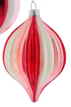 Regency Glass Ridge Ball or Onion Ornament (2 Asst) 4-4.5" - Holiday Ornaments Merchandise