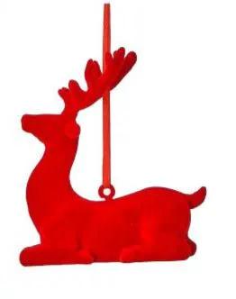 Regency Resin Red Flocked Deer Ornament (2 Asst) 3.75-5.5" - Holiday Ornaments Merchandise