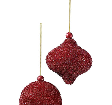 Beaded burgundy onion ornaments by Regency, 3.5 inches, set of 3.