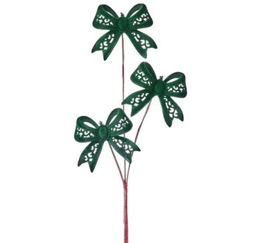Velvet Flocked Bow Tie x3 Spray Green  30"