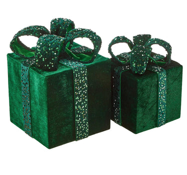 Velvet/Sequin Gift Box (2 Sizes) Green 12-16"