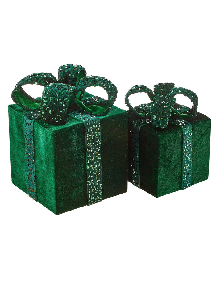 Velvet/Sequin Gift Box (2 Sizes) Green 12-16"