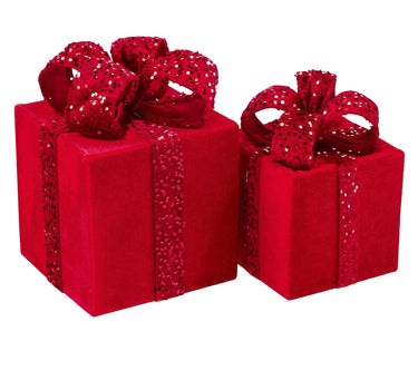 Velvet/Sequin Gift Box (2 Sizes) Red 12-16"
