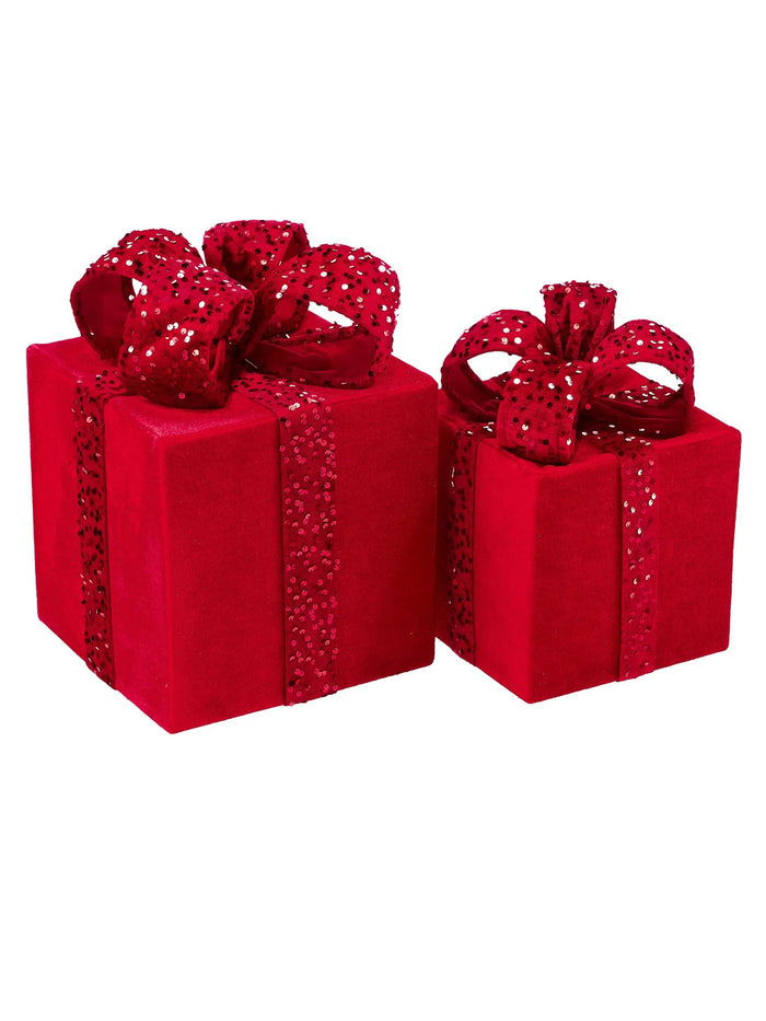 Velvet/Sequin Gift Box (2 Sizes) Red 12-16"