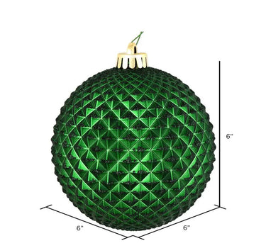 Vickerman Emerald Durian Glitter Ball Ornament 6" (4/Bag) - Holiday Ornaments Merchandise
