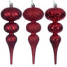 Vickerman Red Swirl Finial Ornament 6/Asst 8" - Holiday Ornaments Merchandise