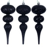 Vickerman Swirl Finial Ornament Black 8" (Bag of 6) - Holiday Ornaments Merchandise