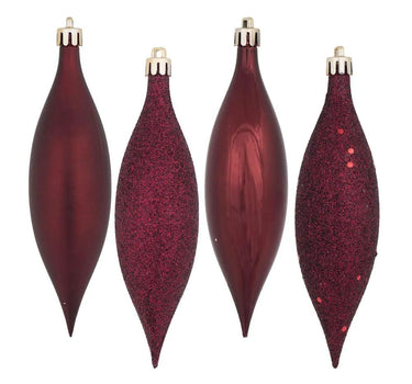 Vickerman Burgundy Drop Ornament 8/Bx 5.5" - Merchandise