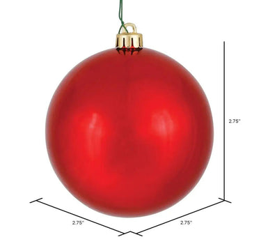 Vickerman UV Shiny Red Ball Ornament (Bag of 12) 2.75" - Holiday Ornaments Merchandise