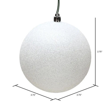 Vickerman Glitter Ball Ornament White 2.75" (Bag of 12) - Holiday Ornaments Merchandise