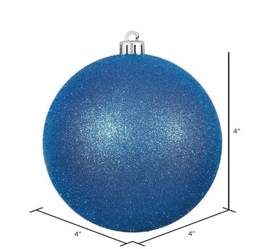 Vickerman Glitter Ball Ornament Blue 4" (Bag of 6) - Holiday Ornaments Merchandise