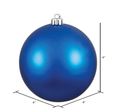 Vickerman UV Blue Matte Ball Ornament 4" (6/Bag) - Holiday Ornaments Merchandise