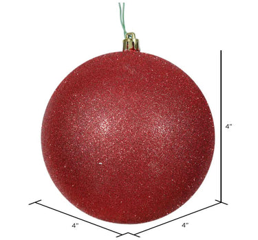 Vickerman Red Glitter Ball Ornament 4" (Bag of 6) - Holiday Ornaments Merchandise