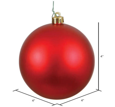 Vickerman UV Red Matte Ball Ornament 4" (Bag of 6) - Holiday Ornaments Merchandise