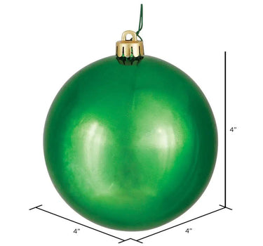 Vickerman UV Green Shiny Ball Ornament 4" (Bag of 6) - Holiday Ornaments Merchandise