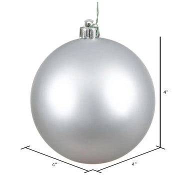 Vickerman UV Silver Matte Ball Ornament 4" (Bag of 6) - Holiday Ornaments Merchandise