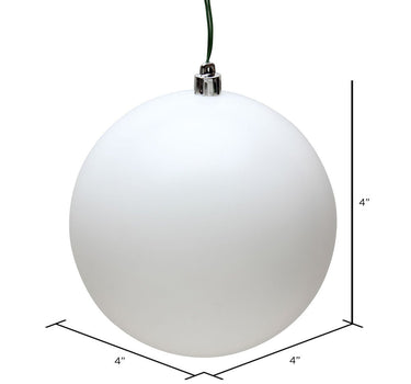 Vickerman UV White Matte Ball Ornament 4" (Bag of 6) - Holiday Ornaments Merchandise