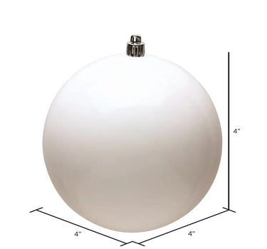 Vickerman UV White Shiny Ball Ornament 4" (Bag of 6) - Holiday Ornaments Merchandise