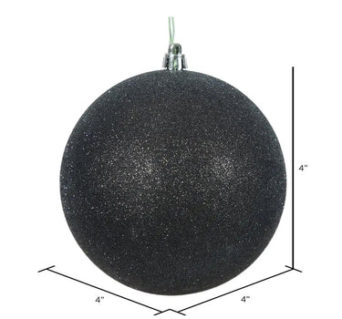 Vickerman Black Glitter Ball Ornament 4" (Bag of 6) - Holiday Ornaments Merchandise