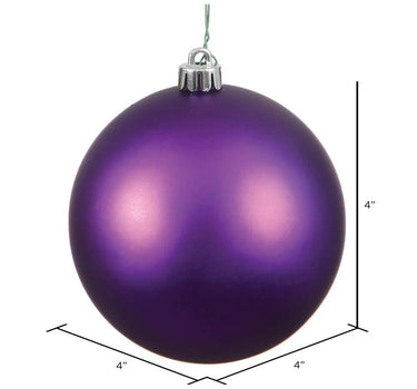 Vickerman UV Plum Matte Ball Ornament 4" (Bag of 6) - Holiday Ornaments Merchandise
