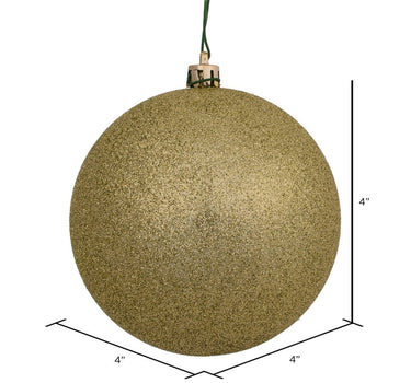 Vickerman Champagne Glitter Ball Ornament 4" (Bag of 6) - Holiday Ornaments Merchandise