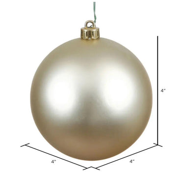 Vickerman UV Champagne Matte Ball Ornament 4" (Bag of 6) - Holiday Ornaments Merchandise
