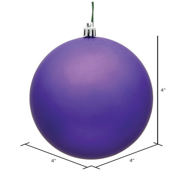 Vickerman UV Purple Matte Ball Ornament 4" (Bag of 6) - Holiday Ornaments Merchandise