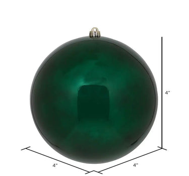 Vickerman Midnight Green Shiny Ball Ornament UV 4" (6/Bag) - Holiday Ornaments Merchandise