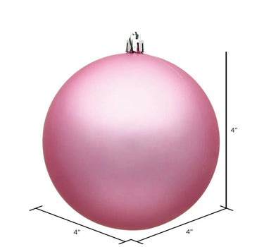 Vickerman UV Pink Matte Ball Ornament 4" (6/Bag) - Holiday Ornaments Merchandise
