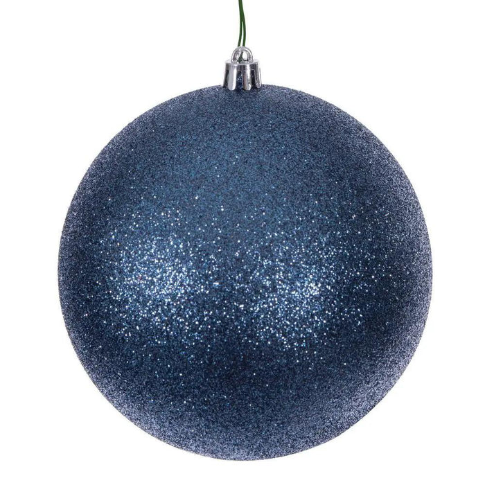 Denim Blue Glitter Ball Ornament 6"D (Bag of 4)
