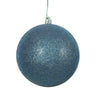 Vickerman Sea Blue Glitter Ball Drilled 6/Bag 4" - Holiday Ornaments Merchandise