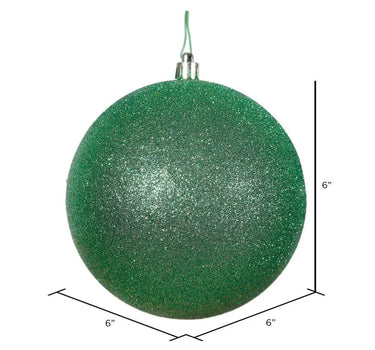 Vickerman Glitter Ball Ornament Green 6"(Bag of 4) - Holiday Ornaments Merchandise