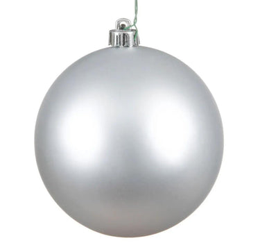 Vickerman UV Silver Matte Ball Ornament 4" (Bag of 6) - Holiday Ornaments Merchandise