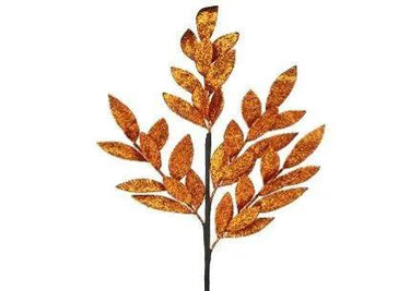 Regency Glitter Laurel Leaf Spray Orange 30" - Artificial Non-Flowering Plants Silk