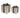 Wood decorative present box set (2 sizes) by A&B; rustic wood with white trees/snowflakes, brown leather straps