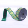 Plaid emerald lime plush ribbon by Farrisilk, 1.5 in x 10 yd, shown on two spools