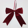Burgundy velvet bow ornament with hanging loop, holiday merchandise