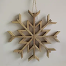 Wood Snowflake Ornament by A&B, natural rustic wood with geometric snowflake design.