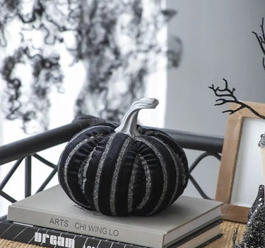 A&B Fabric Black Striped Pumpkin 7" x 7" - Uncategorized Merchandise