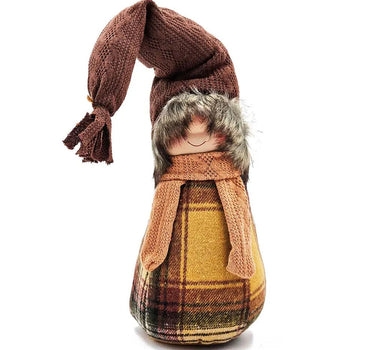 Brown-Orange Fabric Gnome Figurine 6" x 19"